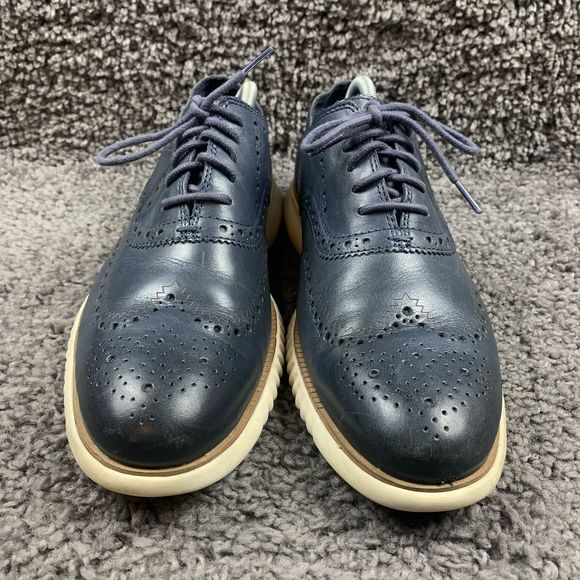 Cole Haan 2.Zerogrand Wing Ox Shoes Men 11 M Navy Leather Ivory Casual